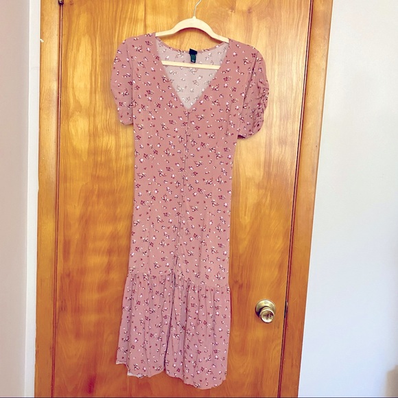 Pink Floral Dress with Tie - Picture 1 of 4